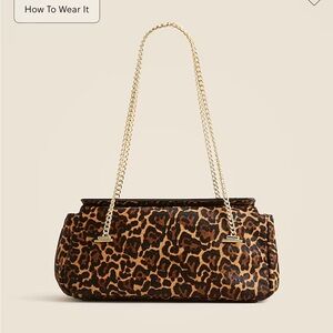 J. Crew Leopard Print Bag with Gold Chain